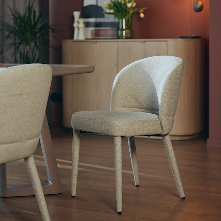 Krzesło tapicerowane do jadalni Coases beżowe boucle  - zdjęcie 4