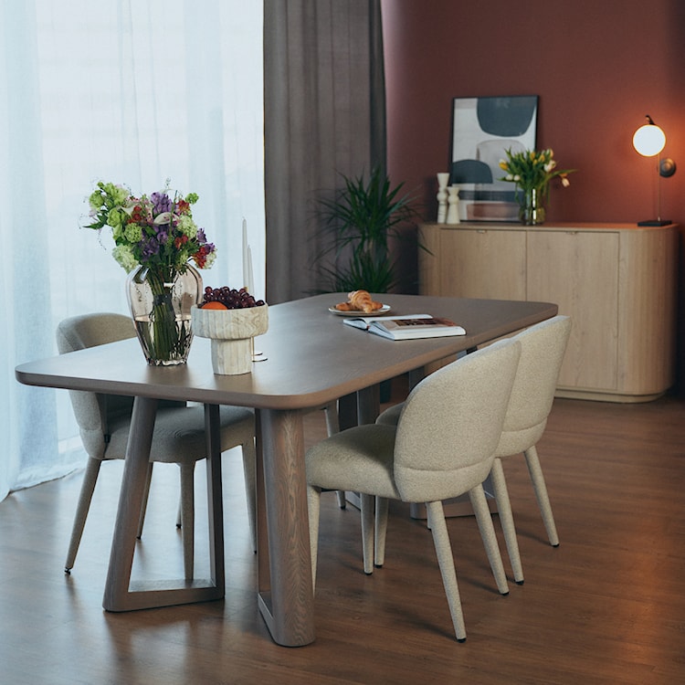 Krzesło tapicerowane do jadalni Coases beżowe boucle  - zdjęcie 6