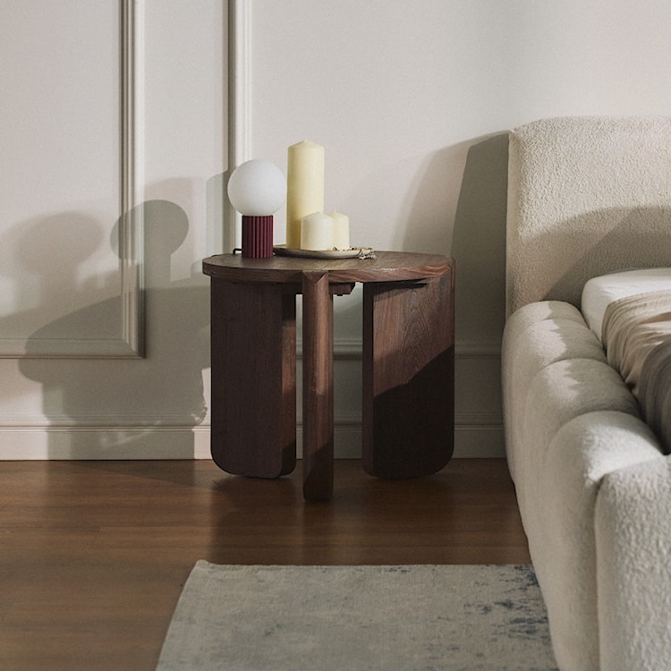 Stolik kawowy okragły Preffines S średnica 50 cm orzech  - zdjęcie 3