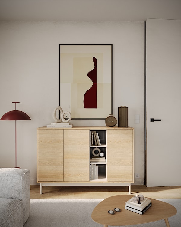 Komoda trzydrzwiowa Layen z trzema wnękami 138 cm dąb lindberg/kaszmir  - zdjęcie 4