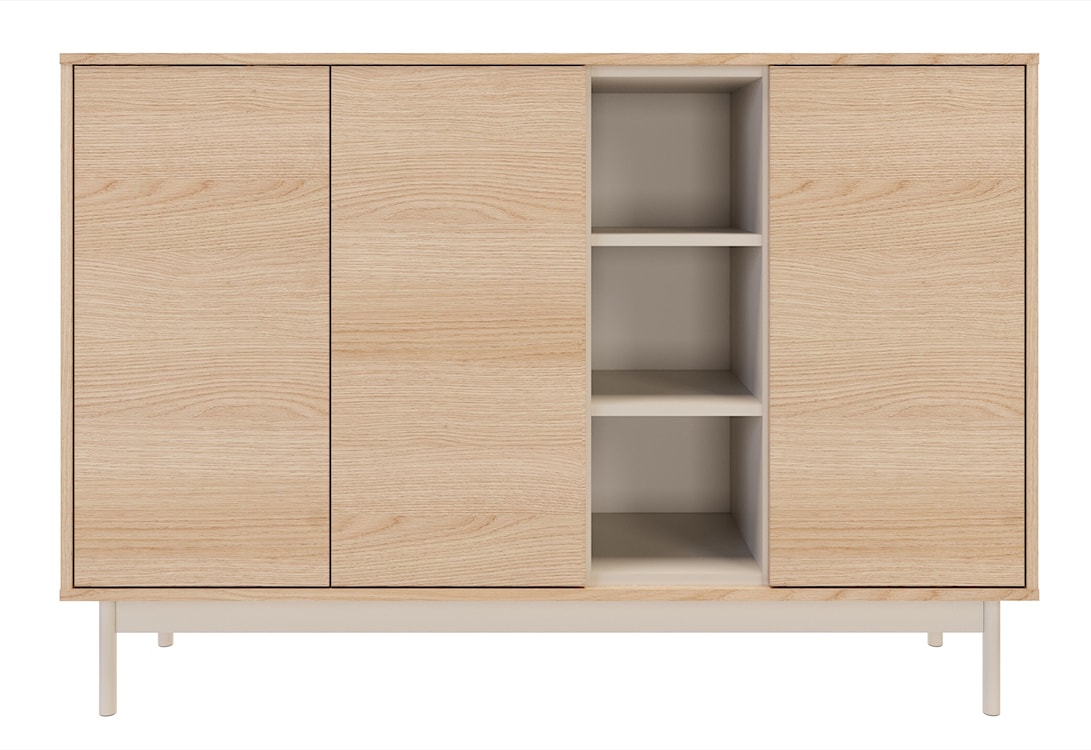 Komoda trzydrzwiowa Layen z trzema wnękami 138 cm dąb lindberg/kaszmir  - zdjęcie 5