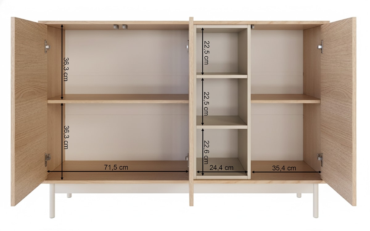 Komoda trzydrzwiowa Layen z trzema wnękami 138 cm dąb lindberg/kaszmir  - zdjęcie 7
