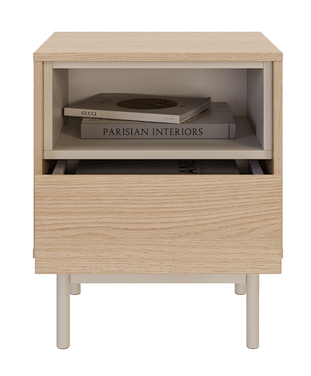 Szafka nocna Layen z szufladą i wnęką 45 cm dąb lindberg/kaszmir  - zdjęcie 3
