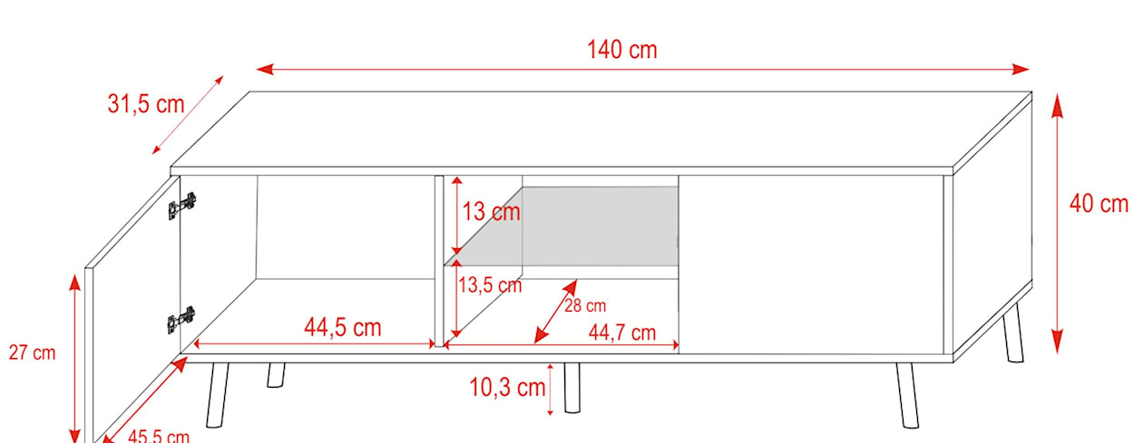 Szafka RTV Lefyr 140 cm Dąb wotan  - zdjęcie 9