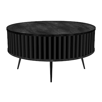 Stolik kawowy Dassoli okrągły z lamelami 90 cm Ciemny beton/Czarny