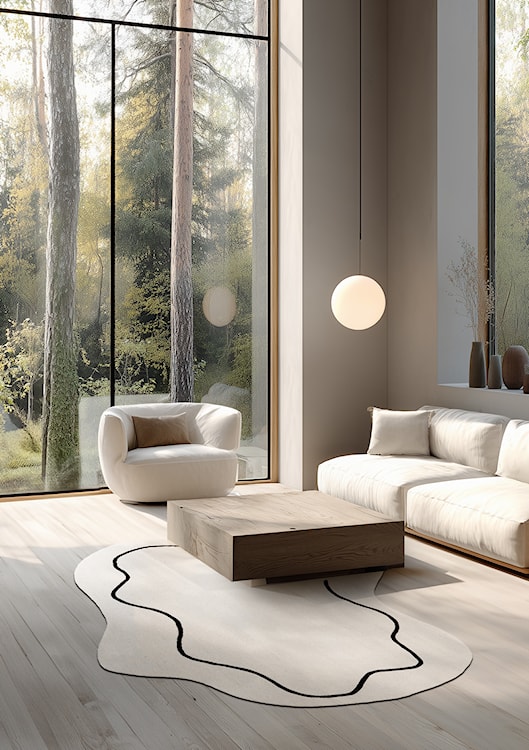 Dywan wełniany ręcznie tkany Loop kremowy 230x160 cm  - zdjęcie 3