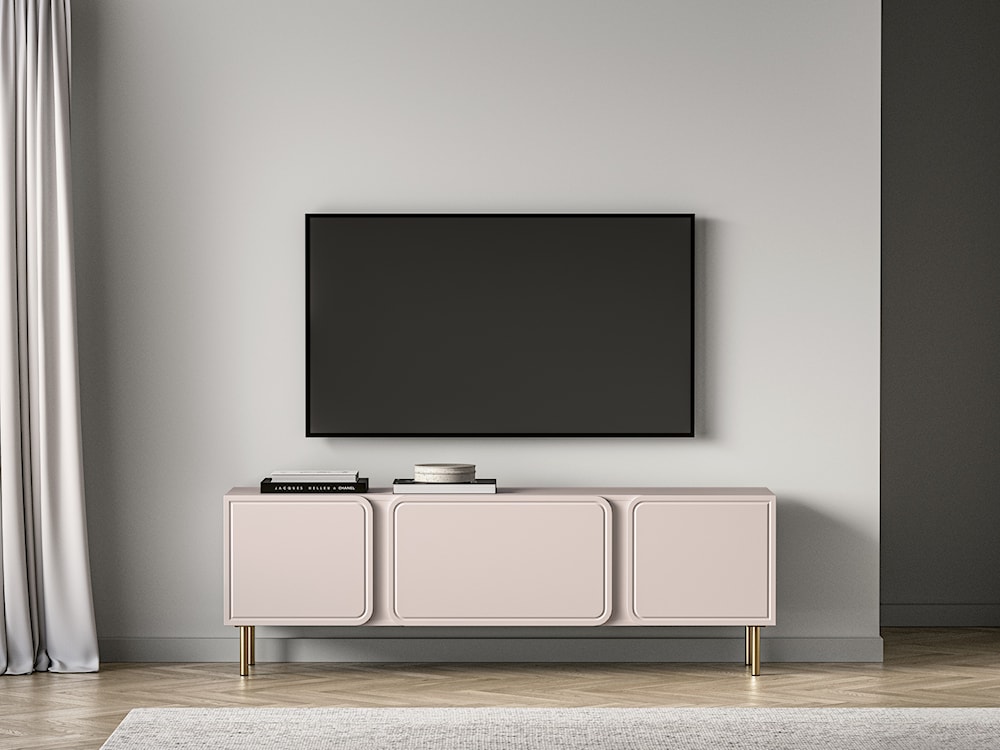 Szafka RTV dwudrzwiowa Loppa z klapą 160 cm Kaszmir  - zdjęcie 2