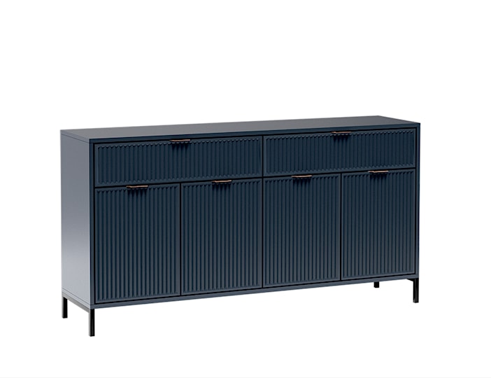 Komoda czterodrzwiowa Passimo 165cm z dwoma szufladami ciemny granat ...