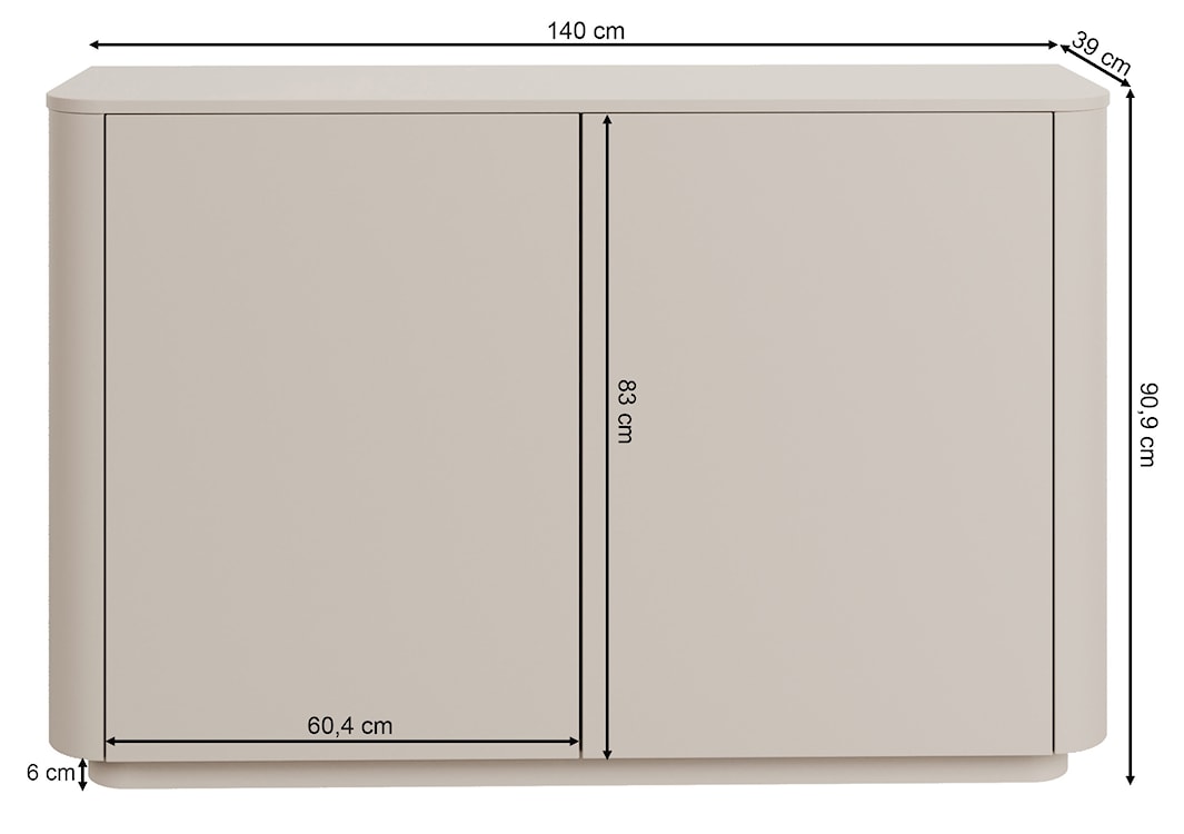 Komoda dwudrzwiowa Luvio 140 cm kaszmir  - zdjęcie 6