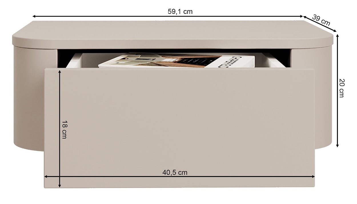 Zestaw dwóch wiszących szafek nocnych Luvio z szufladami 59 cm kaszmir  - zdjęcie 6