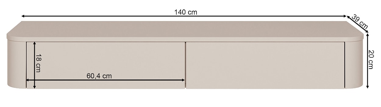 Szafka RTV Luvio Slim wisząca 140 cm kaszmir  - zdjęcie 7