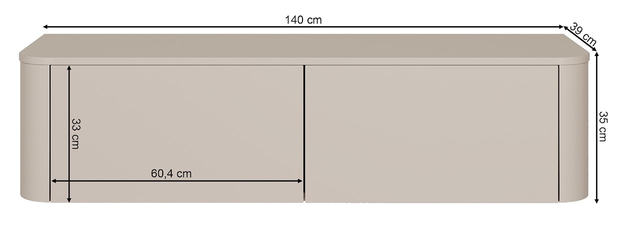 Szafka RTV Luvio wisząco-stojąca 140 cm kaszmir  - zdjęcie 10