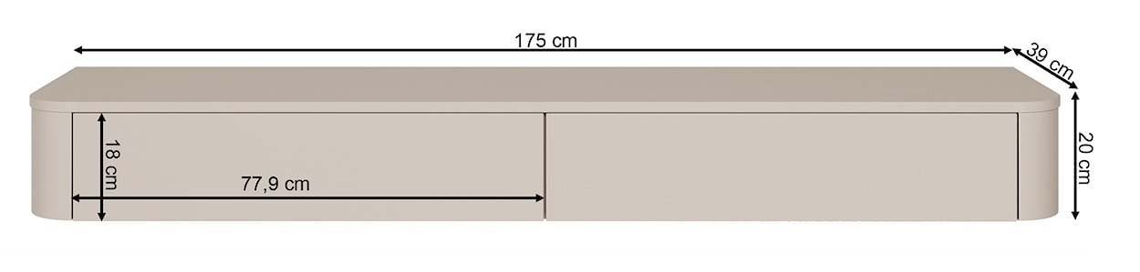 Szafka RTV Luvio Slim wisząca 175 cm kaszmir  - zdjęcie 6