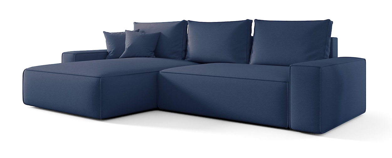 Narożnik z funkcją spania Laroley L-kształtny lewostronny z pojemnikiem jasnoniebieski szenil hydrofobowy 