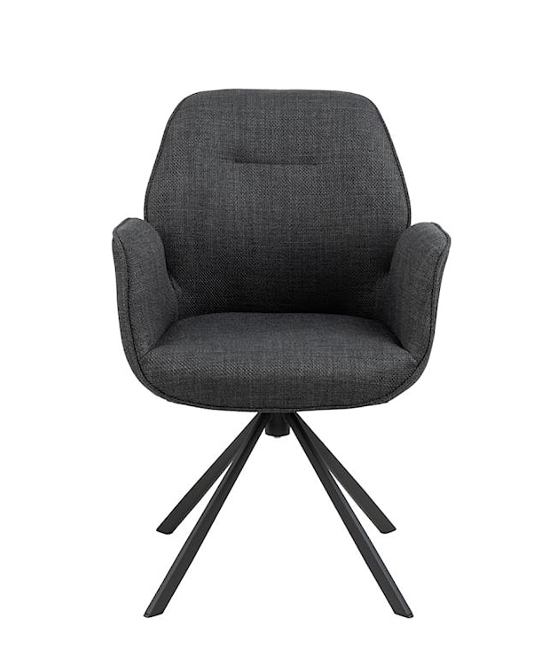 Krzesło tapicerowane z podłokietnikami Loera obrotowe na metalowych czarnych nóżkach ciemnoszare  - zdjęcie 4