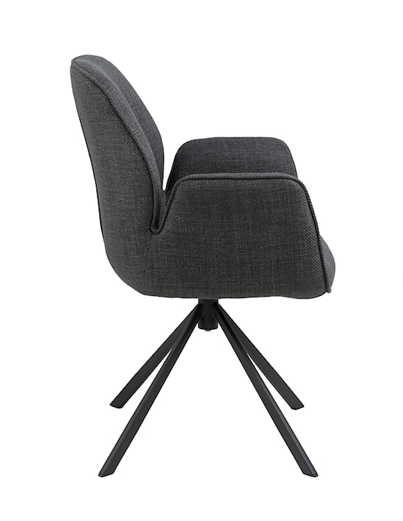 Krzesło tapicerowane z podłokietnikami Loera obrotowe na metalowych czarnych nóżkach ciemnoszare  - zdjęcie 5