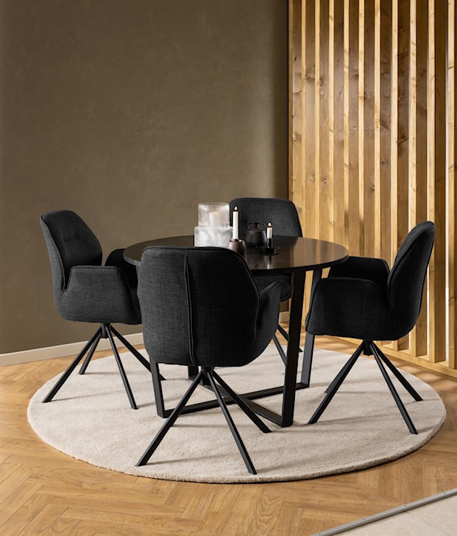 Krzesło tapicerowane z podłokietnikami Loera obrotowe na metalowych czarnych nóżkach ciemnoszare  - zdjęcie 3