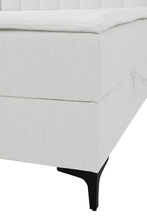 Łóżko kontynentalne 180x200 cm Lorentes z pojemnikiem i topperem kremowe plecionka  - zdjęcie 7