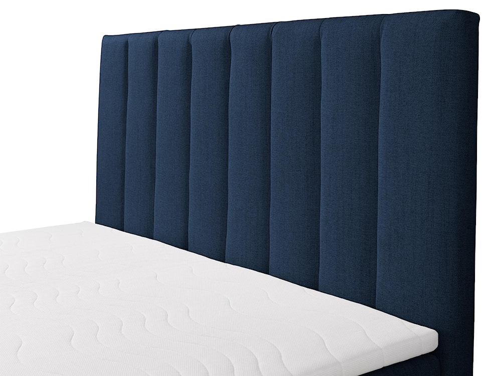Łóżko kontynentalne 180x200 cm Lorentes z pojemnikiem i topperem granatowe plecionka  - zdjęcie 6