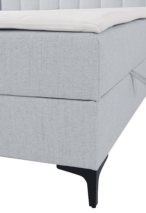 Łóżko kontynentalne 160x200 cm Lorentes z pojemnikiem i topperem jasnoszare plecionka  - zdjęcie 7