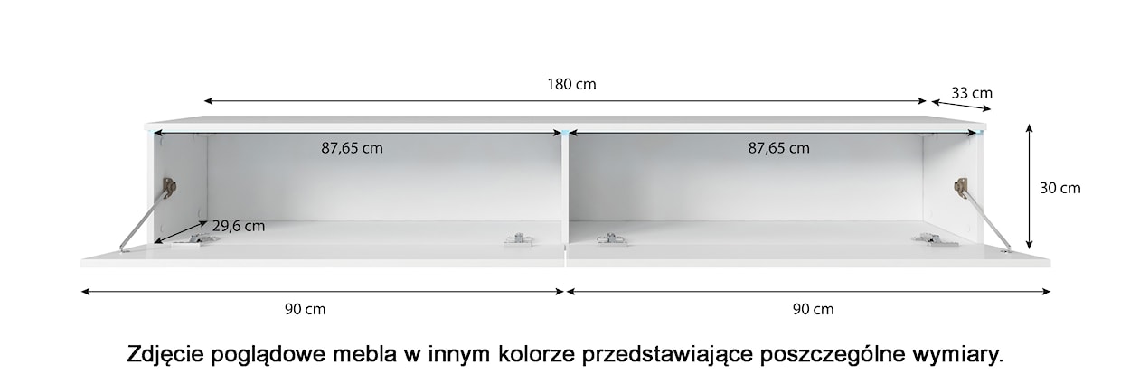 Szafka RTV Kane 180 cm matera/biała jodełka z led  - zdjęcie 7