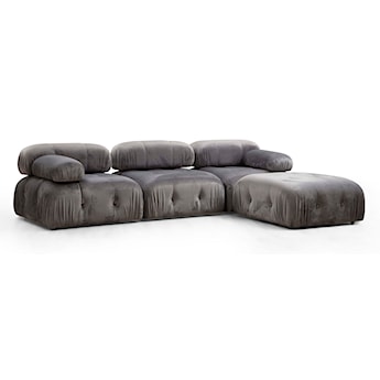 Sofa modułowa Lullie velvet szara z pufą