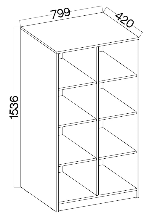 Regał wysoki Stundly z ośmioma wnękami 80 cm Szary  - zdjęcie 2