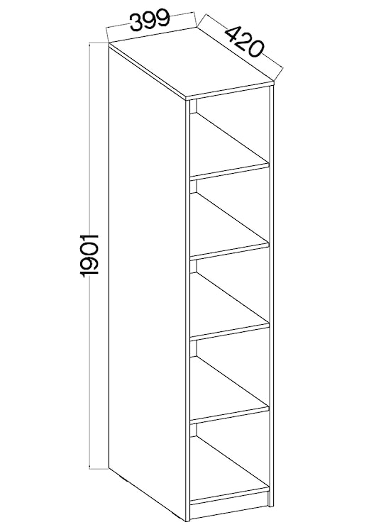 Regał wąski Stundly z pięcioma wnękami 40 cm Szary  - zdjęcie 5