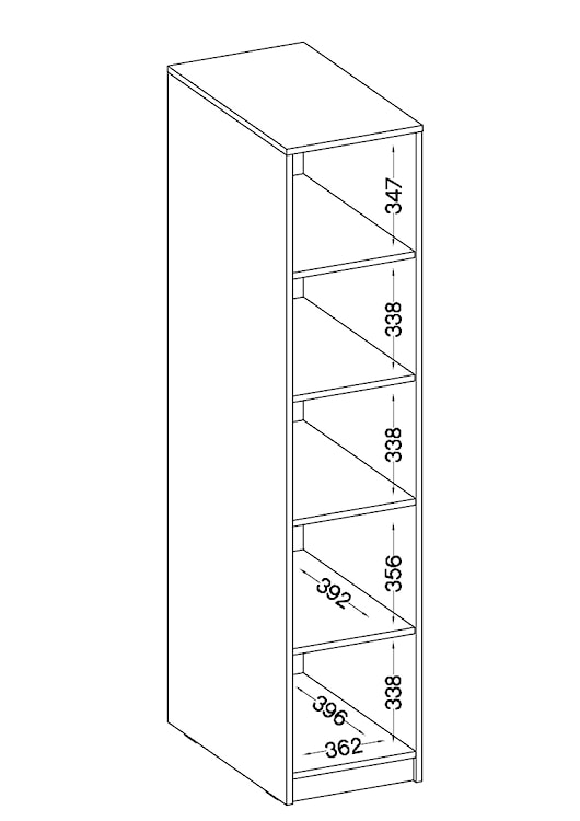 Regał wąski Stundly z pięcioma wnękami 40 cm Dąb artisan  - zdjęcie 6