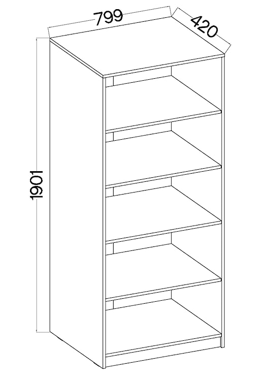 Regał Stundly z pięcioma wnękami 80 cm Szary  - zdjęcie 6