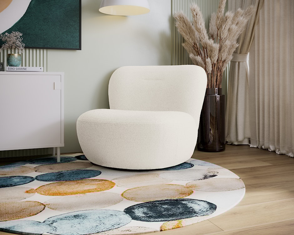 Fotel obrotowy Nicolino kremowy boucle  - zdjęcie 2