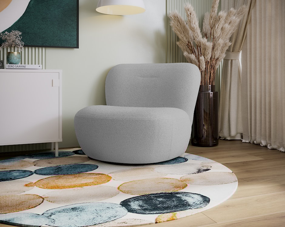 Fotel obrotowy Nicolino szary boucle  - zdjęcie 2