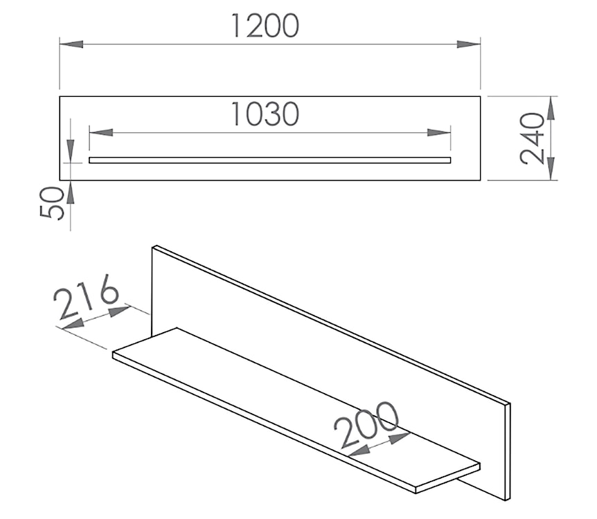 Półka wisząca Maturie 120 cm Granatowy  - zdjęcie 6