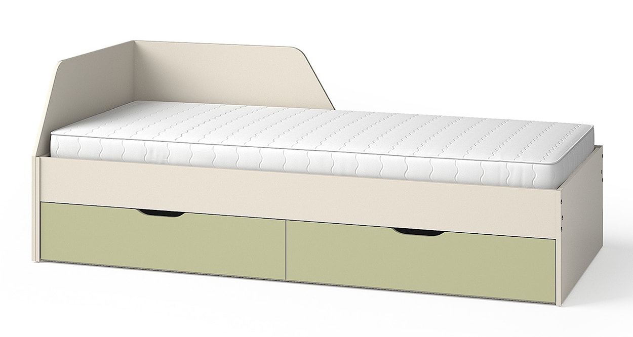 Łóżko Melmo 200x90 cm beżowe/zielone z materacem