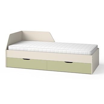 Łóżko Melmo 200x90 cm beżowe/zielone z materacem