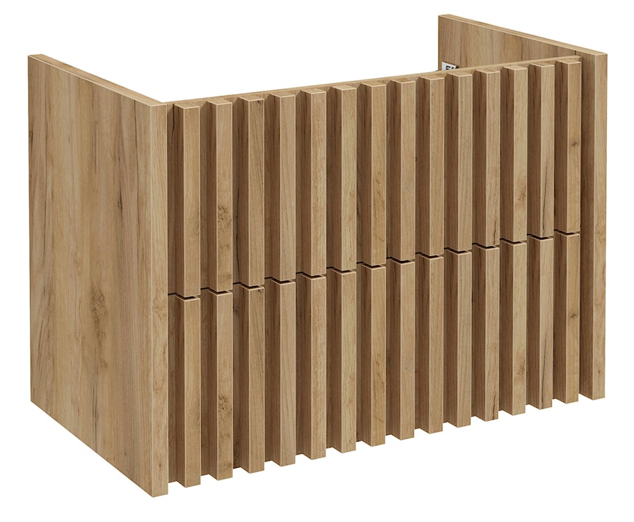 Szafka łazienkowa pod umywałkę wisząca Mondola z dwiema szufladami 80x56x45 cm dąb lamele  - zdjęcie 2