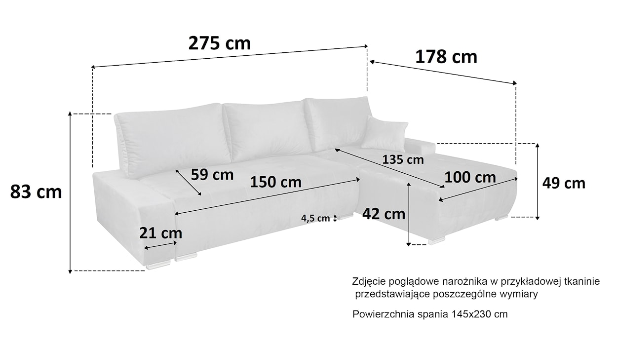 Narożnik z funkcją spania Manados L-kształtny z pojemnikiem ciemnoszary velvet prawostronny  - zdjęcie 6