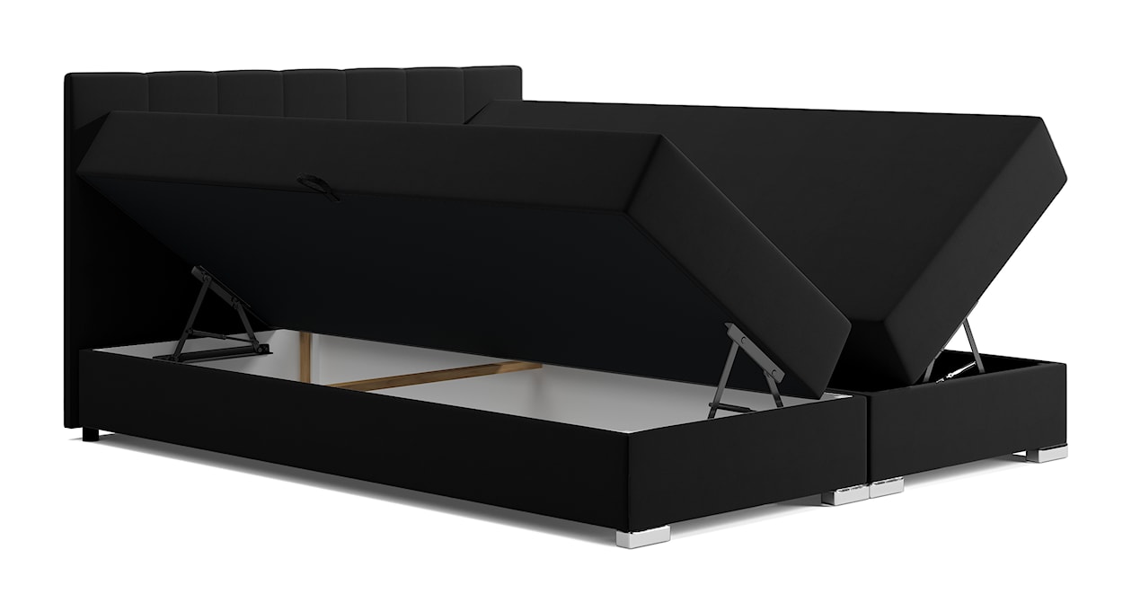 Łóżko kontynentalne 160x200 cm Moluki z pojemnikami czarne velvet  - zdjęcie 3