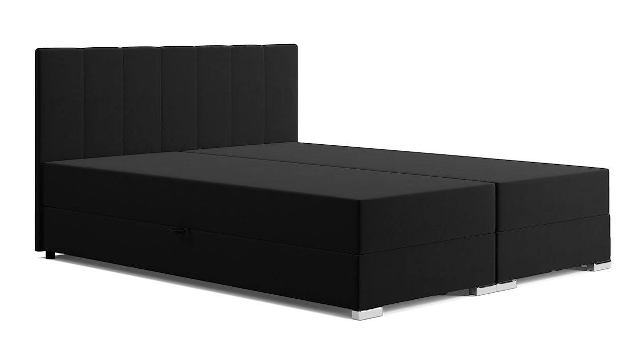 Łóżko kontynentalne 160x200 cm Moluki z pojemnikami czarne velvet 