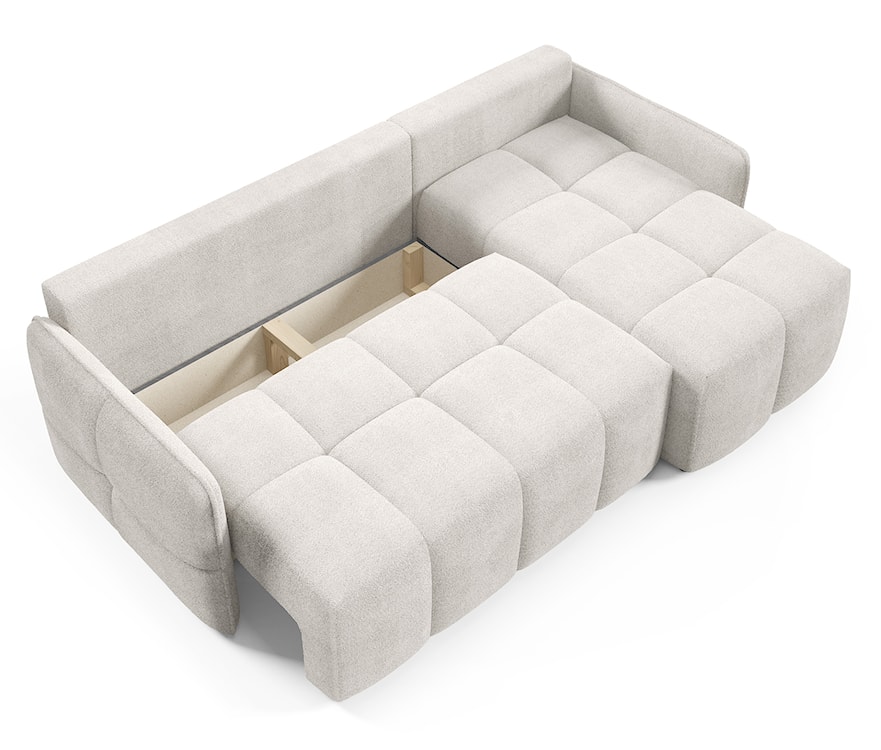 Narożnik z funkcją spania Fluffi L-kształtny uniwersalny z pojemnikiem kremowy boucle  - zdjęcie 4