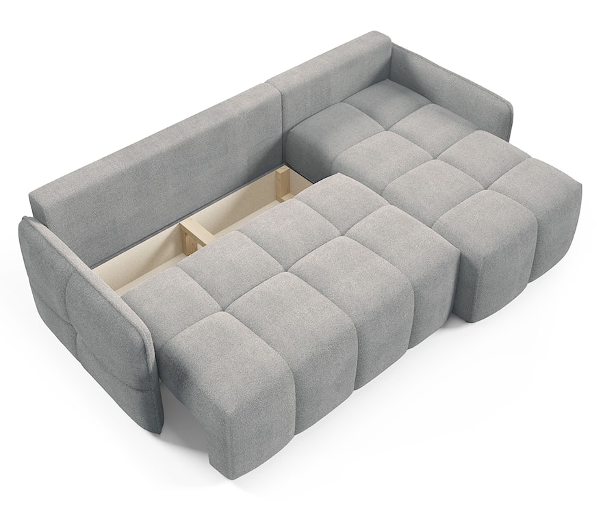 Narożnik z funkcją spania Fluffi L-kształtny uniwersalny z pojemnikiem szary boucle  - zdjęcie 4