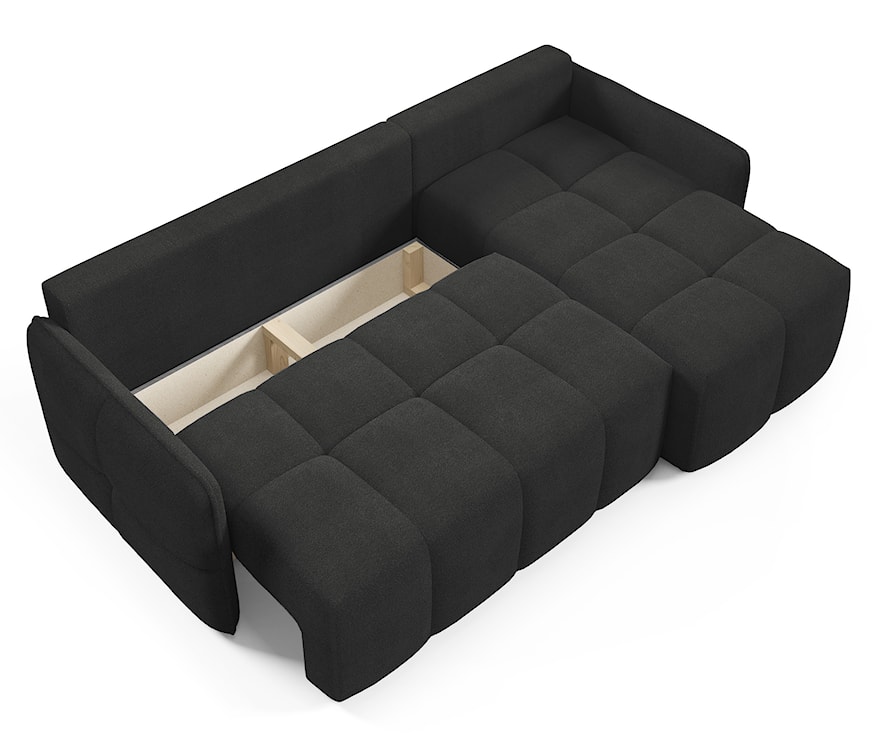 Narożnik z funkcją spania Fluffi L-kształtny uniwersalny z pojemnikiem grafitowy boucle  - zdjęcie 4