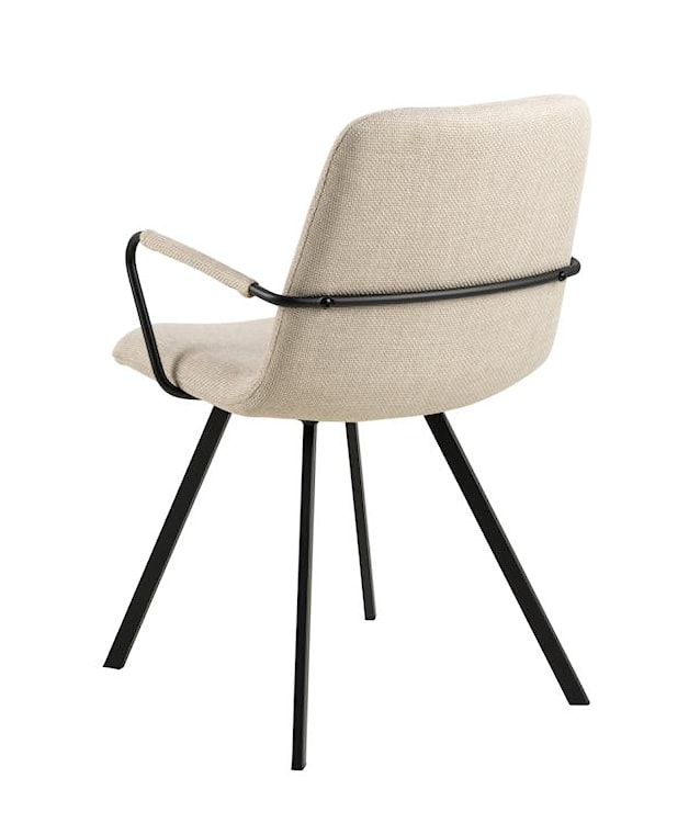 Krzesło tapicerowane z podłokietnikami Moutis beżowe z metalowymi czarnymi nóżkami  - zdjęcie 6