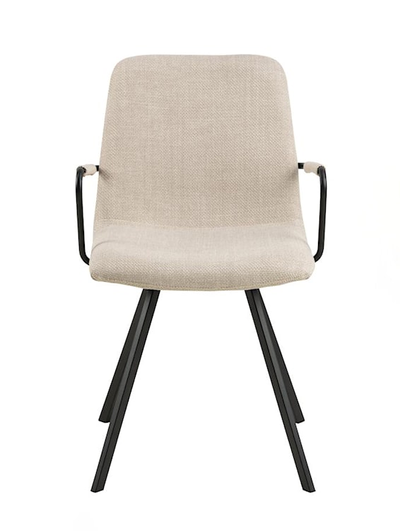 Krzesło tapicerowane z podłokietnikami Moutis beżowe z metalowymi czarnymi nóżkami  - zdjęcie 4