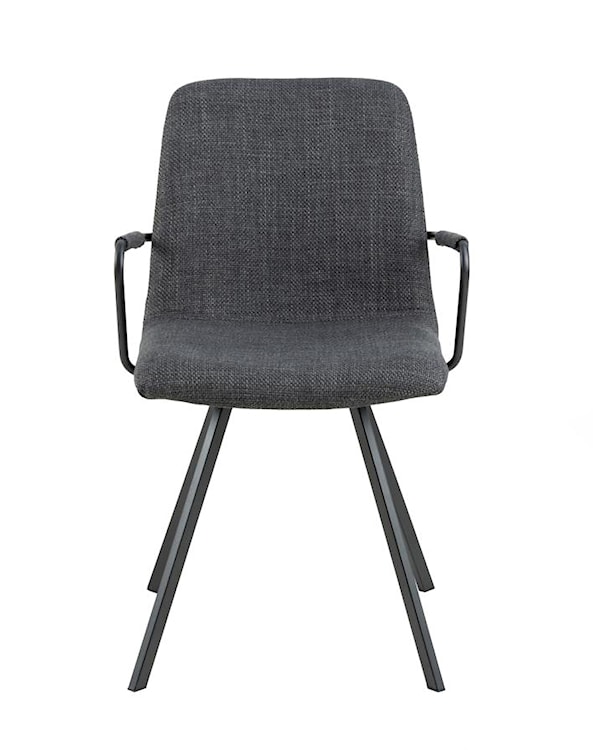 Krzesło tapicerowane z podłokietnikami Moutis ciemnoszare z metalowymi czarnymi nóżkami  - zdjęcie 4