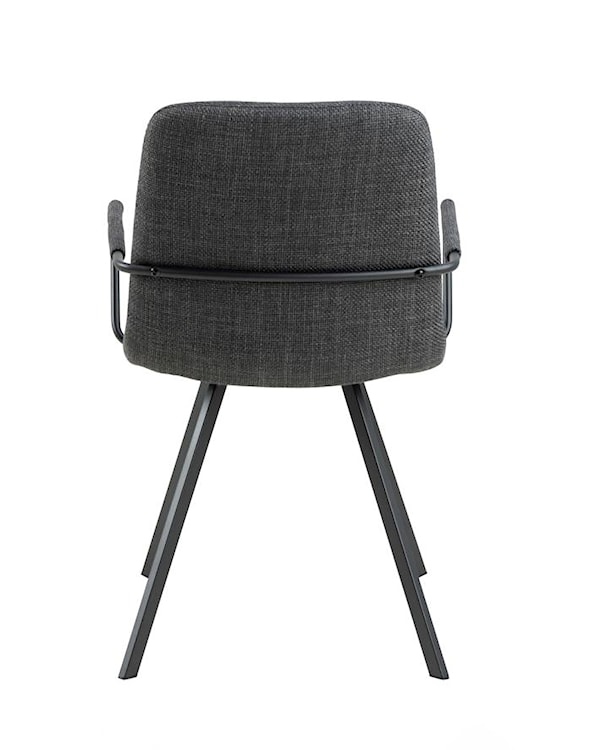 Krzesło tapicerowane z podłokietnikami Moutis ciemnoszare z metalowymi czarnymi nóżkami  - zdjęcie 7