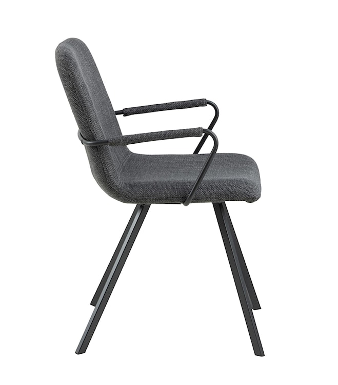Krzesło tapicerowane z podłokietnikami Moutis ciemnoszare z metalowymi czarnymi nóżkami  - zdjęcie 5
