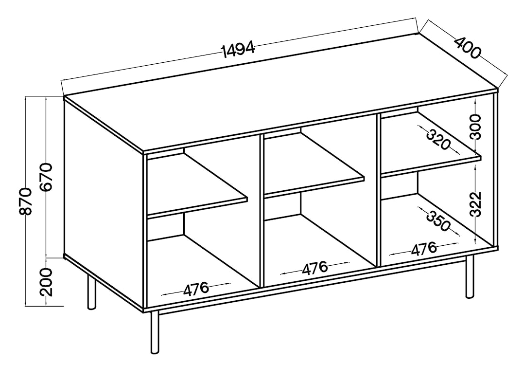 Komoda trzydrzwiowa Neksto 150 cm Dąb olejowany  - zdjęcie 10