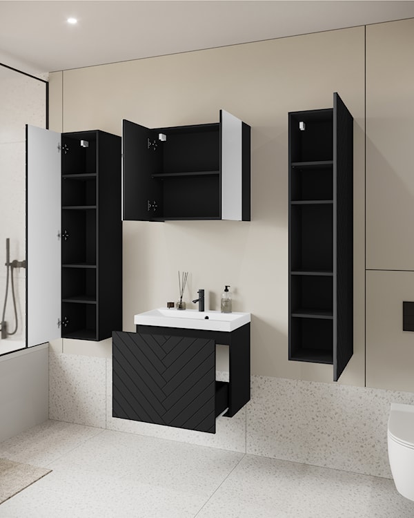 Zestaw mebli łazienkowych Nirdea XL czarny grafit/czarna jodełka  - zdjęcie 3