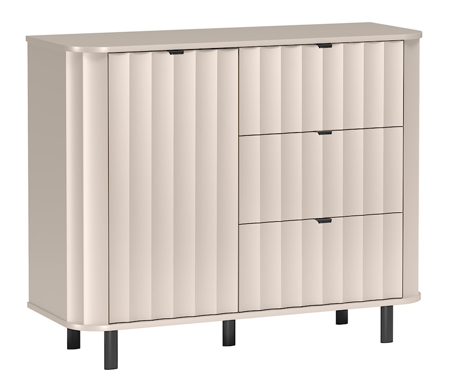 Komoda jednodrzwiowa Novado z trzema szufladami 111 cm kaszmir